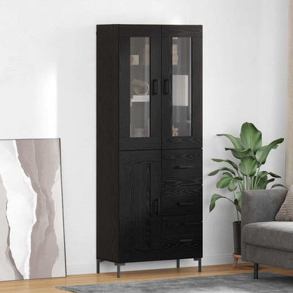 vidaXL Highboard 2 pcs Noir Aspect chêne Bois d'ingénierie