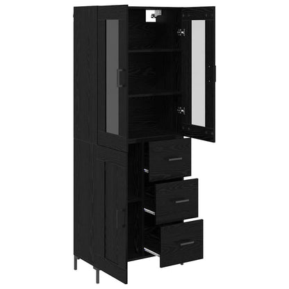 vidaXL Highboard 2 pcs Noir Aspect chêne Bois d'ingénierie