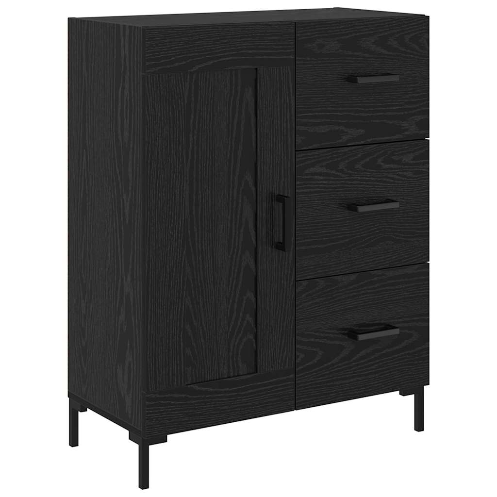 vidaXL Highboard 2 pcs Noir Aspect chêne Bois d'ingénierie