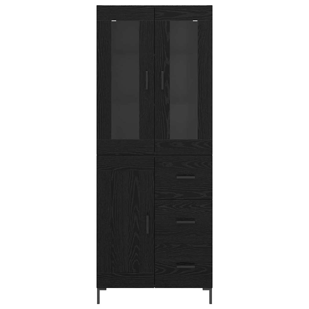 vidaXL Highboard 2 pcs Noir Aspect chêne Bois d'ingénierie