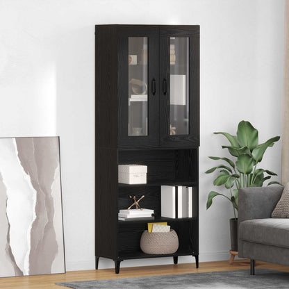 vidaXL Buffet haut noir aspect chêne 69,5 x 34 x 180 cm Bois d'ingénierie