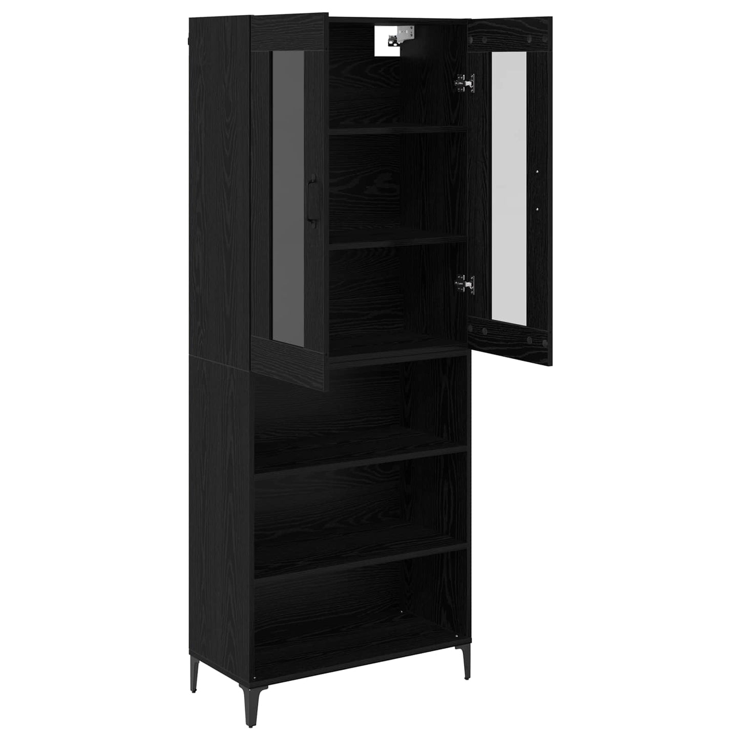 vidaXL Buffet haut noir aspect chêne 69,5 x 34 x 180 cm Bois d'ingénierie