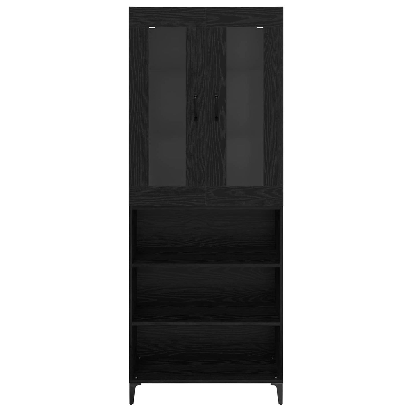 vidaXL Buffet haut noir aspect chêne 69,5 x 34 x 180 cm Bois d'ingénierie