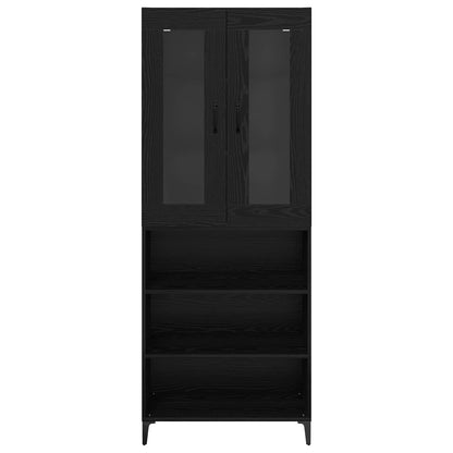 vidaXL Buffet haut noir aspect chêne 69,5 x 34 x 180 cm Bois d'ingénierie
