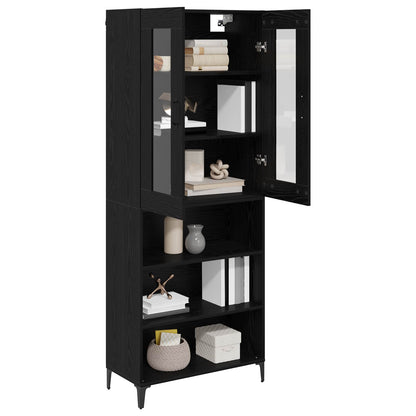 vidaXL Buffet haut noir aspect chêne 69,5 x 34 x 180 cm Bois d'ingénierie