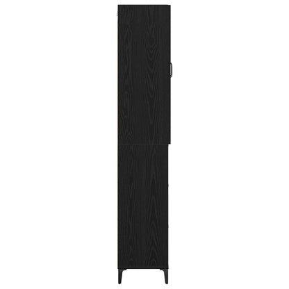 vidaXL Buffet haut noir aspect chêne 69,5 x 34 x 180 cm Bois d'ingénierie