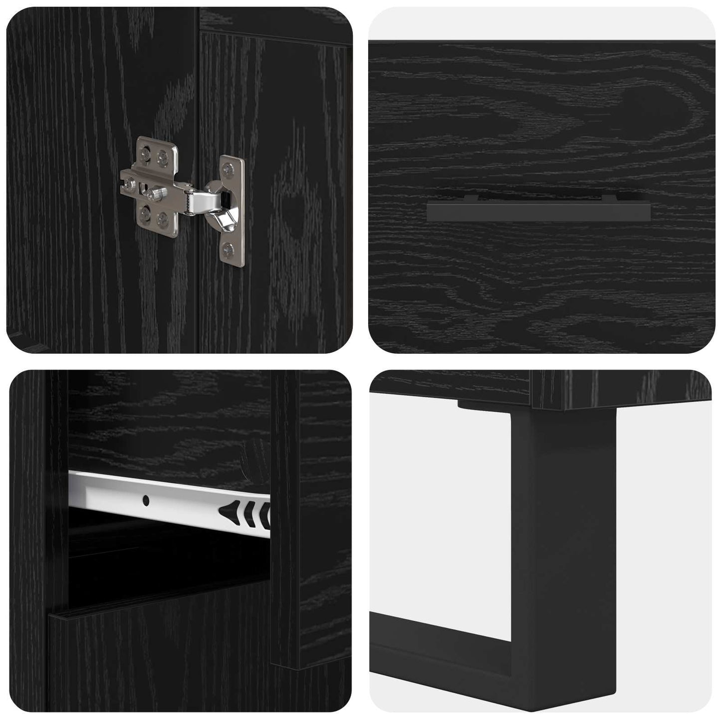 vidaXL Highboard 2 pcs Schwarz Eichen-Optik Engineered Wood und Glas