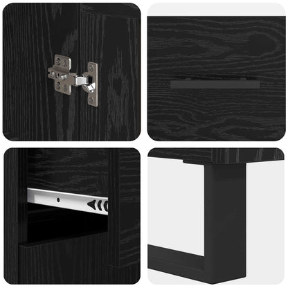 vidaXL Highboard 2 pcs Schwarz Eichen-Optik Engineered Wood und Glas