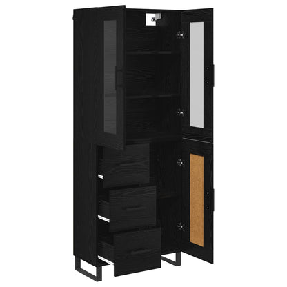 vidaXL Highboard 2 pcs Schwarz Eichen-Optik Engineered Wood und Glas