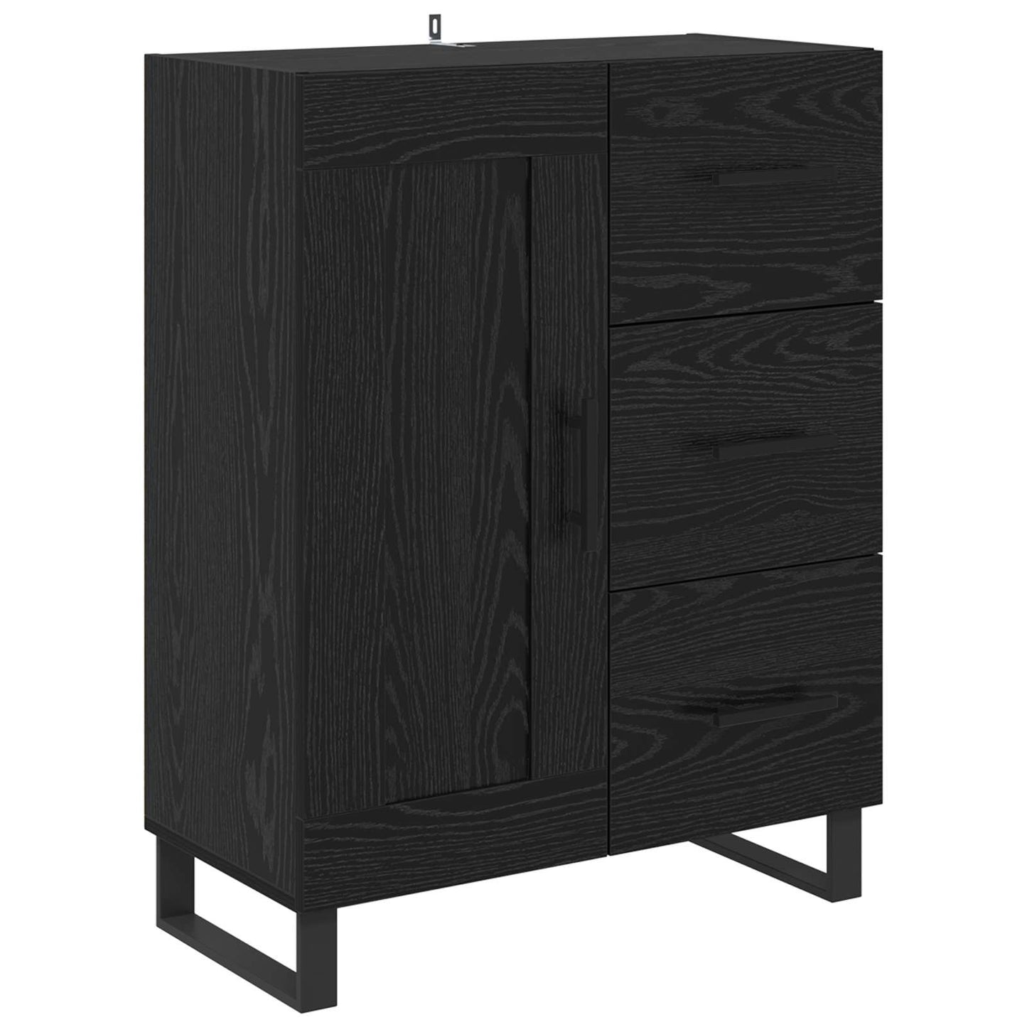 vidaXL Highboard 2 pcs Schwarz Eichen-Optik Engineered Wood und Glas