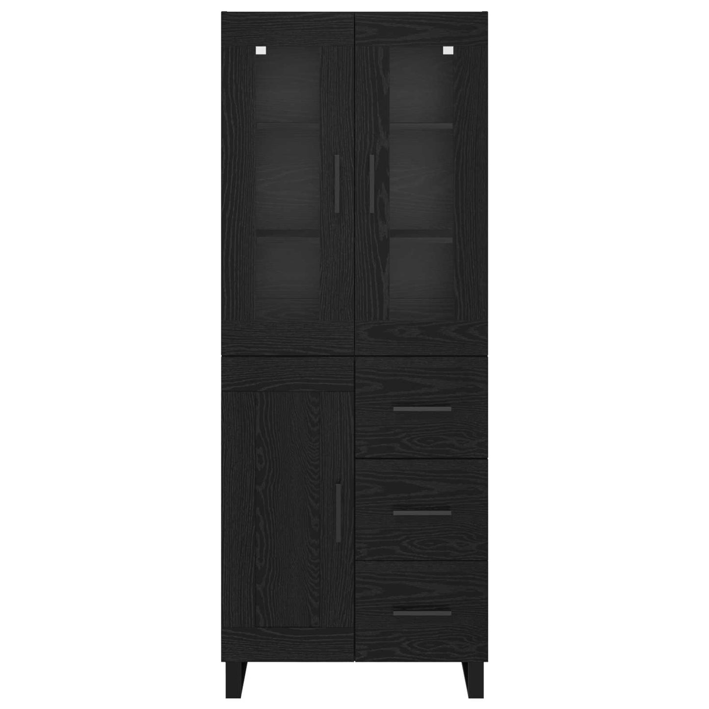 vidaXL Highboard 2 pcs Schwarz Eichen-Optik Engineered Wood und Glas