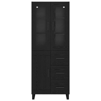 vidaXL Highboard 2 pcs Schwarz Eichen-Optik Engineered Wood und Glas