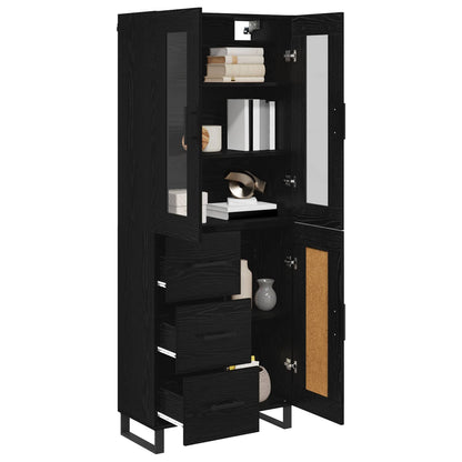 vidaXL Highboard 2 pcs Schwarz Eichen-Optik Engineered Wood und Glas