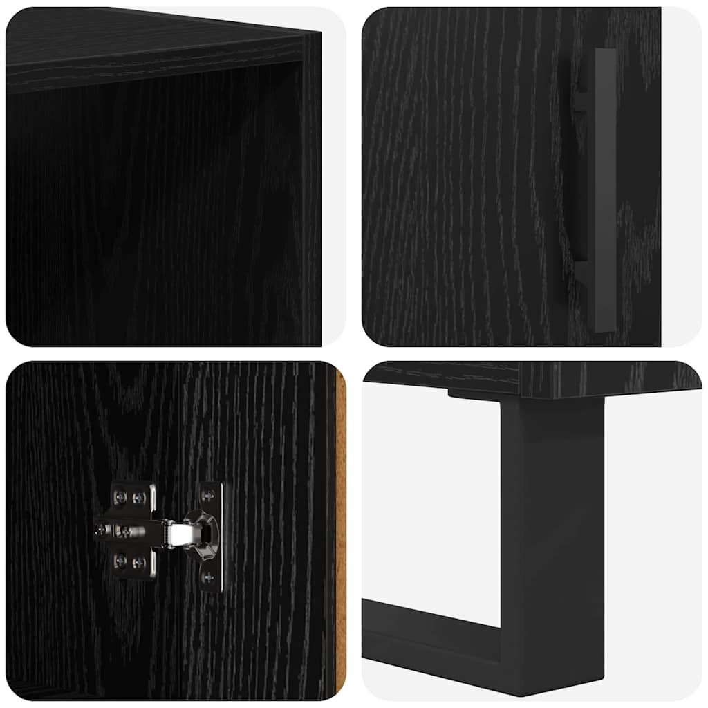 vidaXL Buffet haut noir aspect chêne 69,5 x 34 x 180 cm Bois d'ingénierie