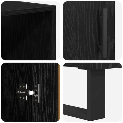 vidaXL Buffet haut noir aspect chêne 69,5 x 34 x 180 cm Bois d'ingénierie