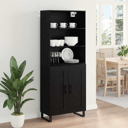 vidaXL Buffet haut noir aspect chêne 69,5 x 34 x 180 cm Bois d'ingénierie