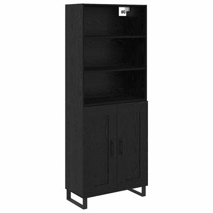 vidaXL Buffet haut noir aspect chêne 69,5 x 34 x 180 cm Bois d'ingénierie