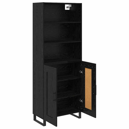 vidaXL Buffet haut noir aspect chêne 69,5 x 34 x 180 cm Bois d'ingénierie