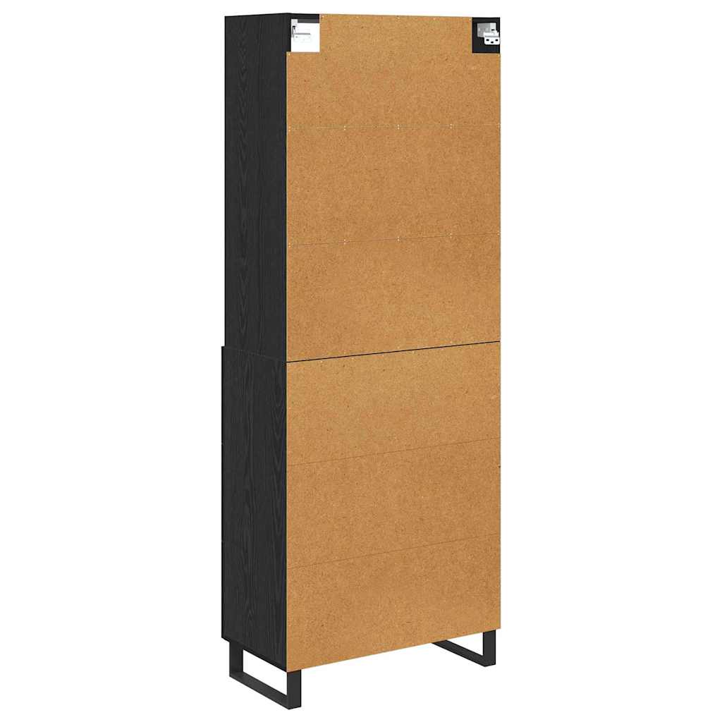 vidaXL Buffet haut noir aspect chêne 69,5 x 34 x 180 cm Bois d'ingénierie
