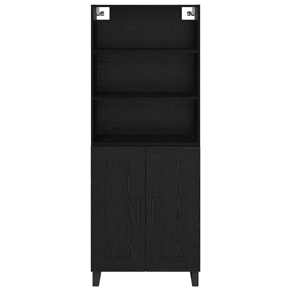 vidaXL Buffet haut noir aspect chêne 69,5 x 34 x 180 cm Bois d'ingénierie
