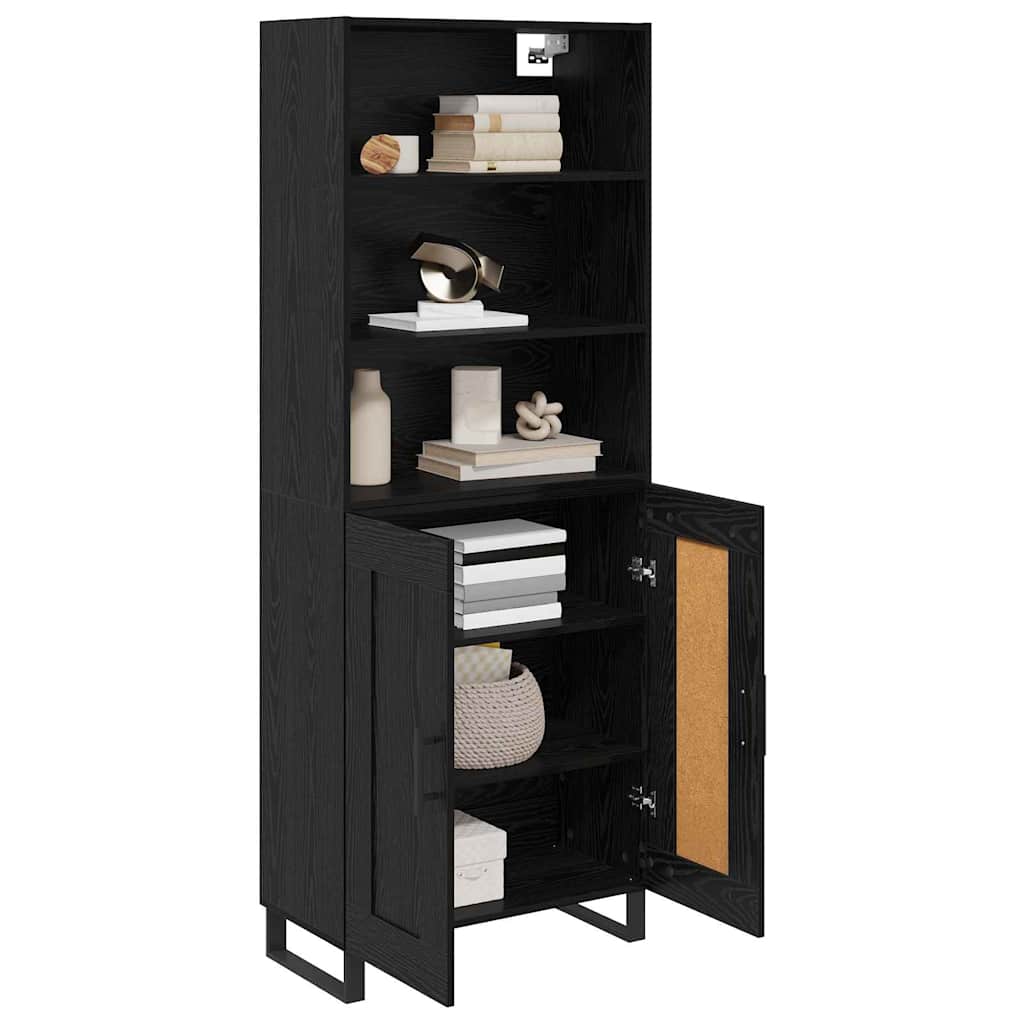 vidaXL Buffet haut noir aspect chêne 69,5 x 34 x 180 cm Bois d'ingénierie