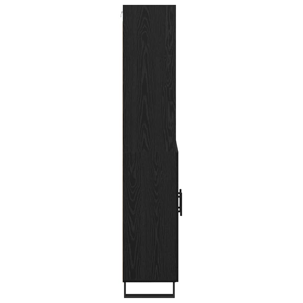 vidaXL Buffet haut noir aspect chêne 69,5 x 34 x 180 cm Bois d'ingénierie