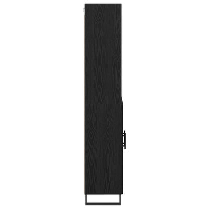 vidaXL Buffet haut noir aspect chêne 69,5 x 34 x 180 cm Bois d'ingénierie