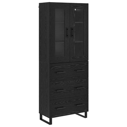vidaXL Highboard 2 pcs Schwarz Eichen-Optik Engineered Wood und Glas