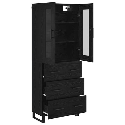 vidaXL Highboard 2 pcs Schwarz Eichen-Optik Engineered Wood und Glas