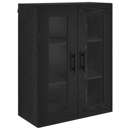 vidaXL Highboard 2 pcs Schwarz Eichen-Optik Engineered Wood und Glas