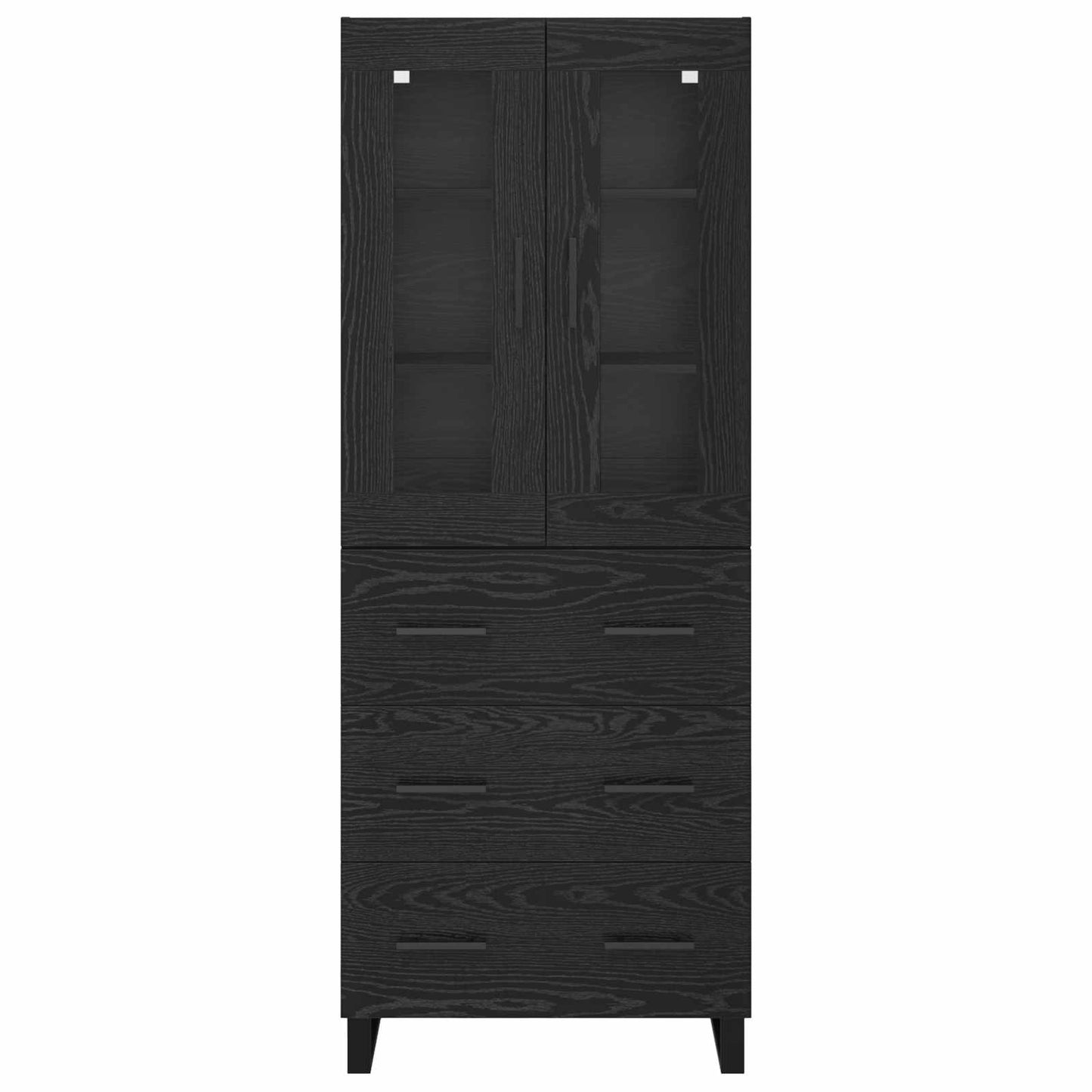 vidaXL Highboard 2 pcs Schwarz Eichen-Optik Engineered Wood und Glas