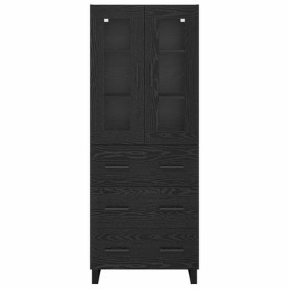 vidaXL Highboard 2 pcs Schwarz Eichen-Optik Engineered Wood und Glas