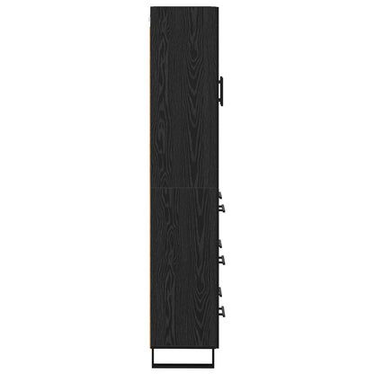 vidaXL Highboard 2 pcs Schwarz Eichen-Optik Engineered Wood und Glas