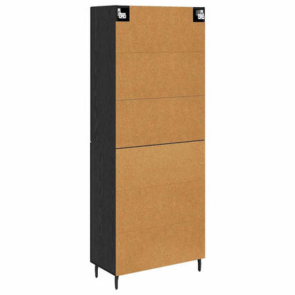 vidaXL Highboard 2 pcs Schwarz Eichen-Optik Engineered Wood und Glas