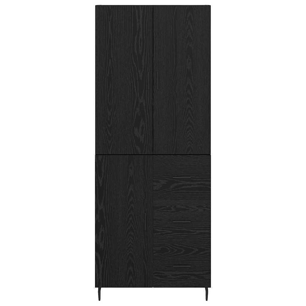 vidaXL Highboard 2 pcs Schwarz Eichen-Optik Engineered Wood und Glas