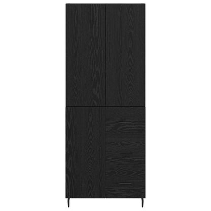 vidaXL Highboard 2 pcs Schwarz Eichen-Optik Engineered Wood und Glas