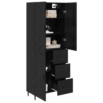 vidaXL Highboard 2 pcs Schwarz Eichen-Optik Engineered Wood und Glas