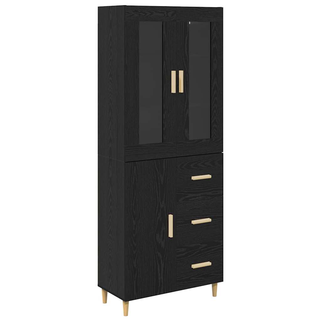 Highboard Schwarz Eichen-Optik 34,5 x 34 x 180 cm Holzwerkstoff