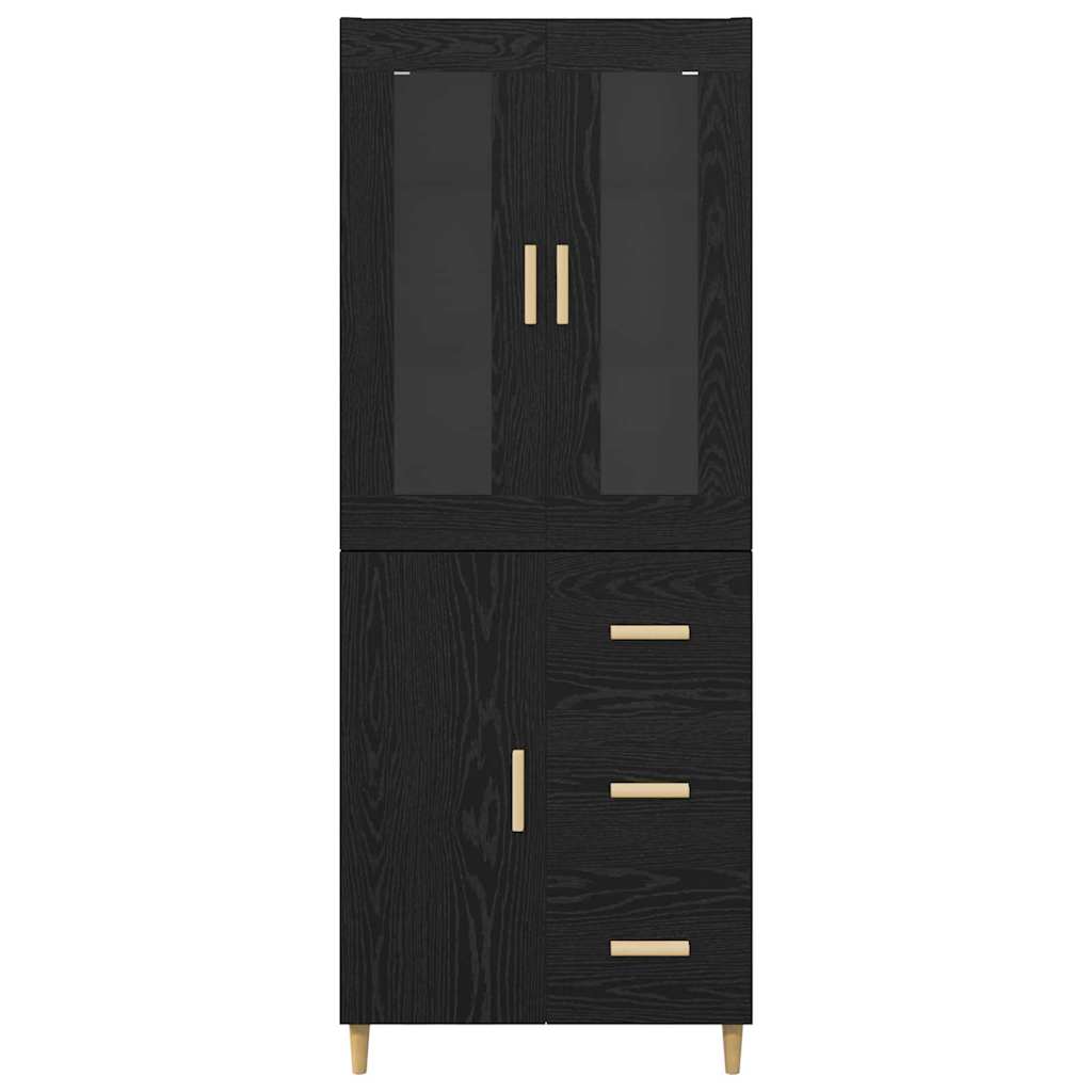 Highboard Schwarz Eichen-Optik 34,5 x 34 x 180 cm Holzwerkstoff