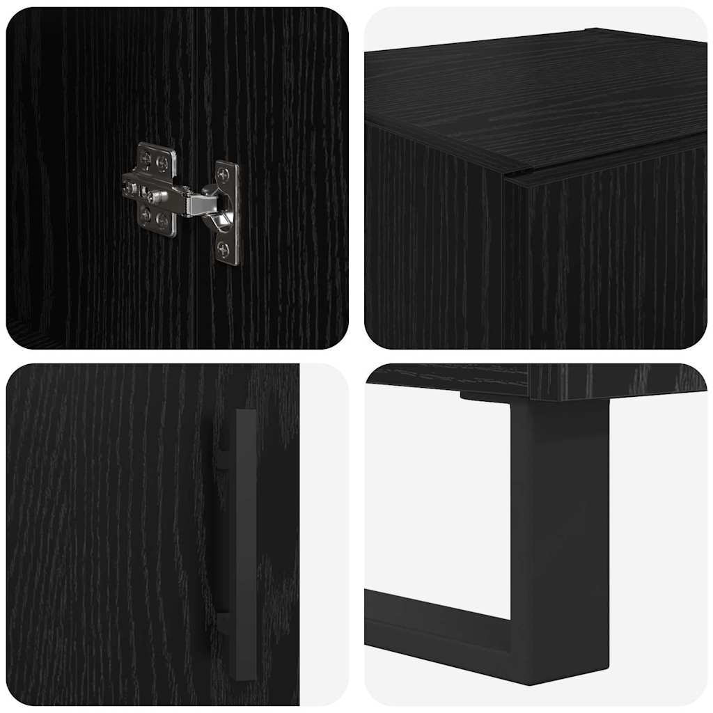 Highboard Schwarz Eichen-Optik 34,5 x 34 x 180 cm Holzwerkstoff