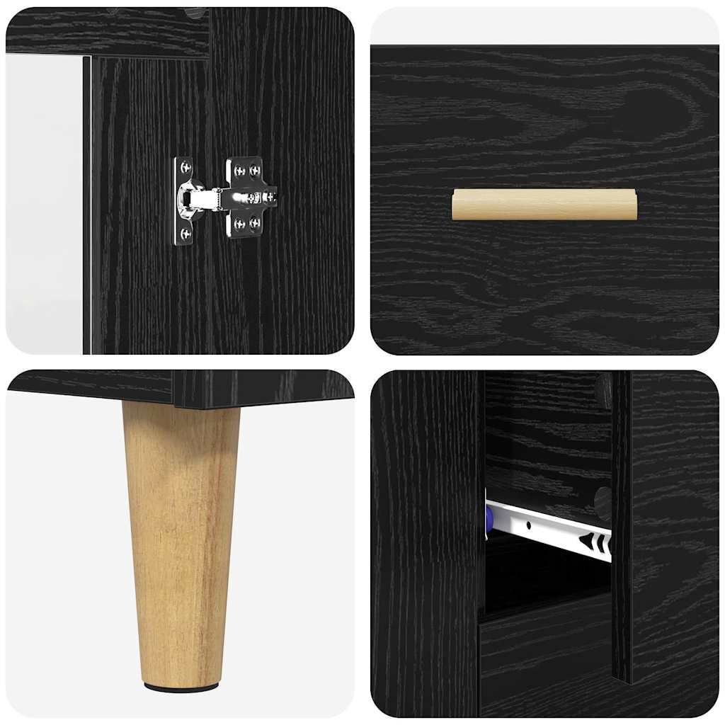 vidaXL Bahut haut noir aspect chêne 69,5 x 34 x 180 cm