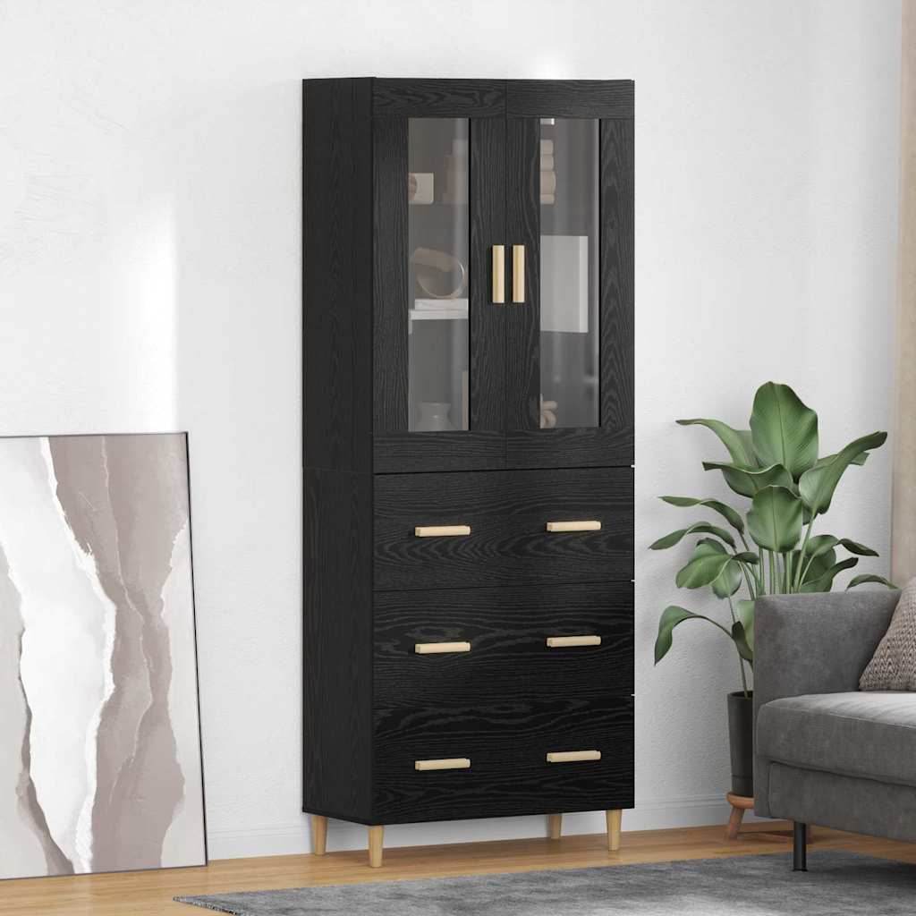 vidaXL Bahut haut noir aspect chêne 69,5 x 34 x 180 cm