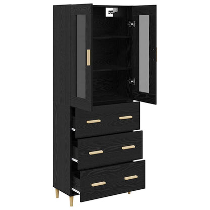 vidaXL Bahut haut noir aspect chêne 69,5 x 34 x 180 cm