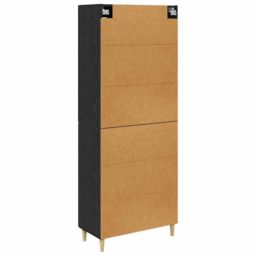 vidaXL Bahut haut noir aspect chêne 69,5 x 34 x 180 cm