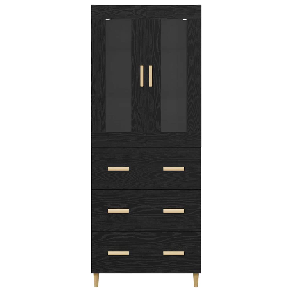 vidaXL Bahut haut noir aspect chêne 69,5 x 34 x 180 cm