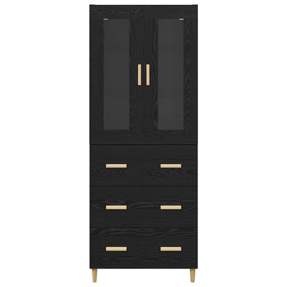 vidaXL Bahut haut noir aspect chêne 69,5 x 34 x 180 cm