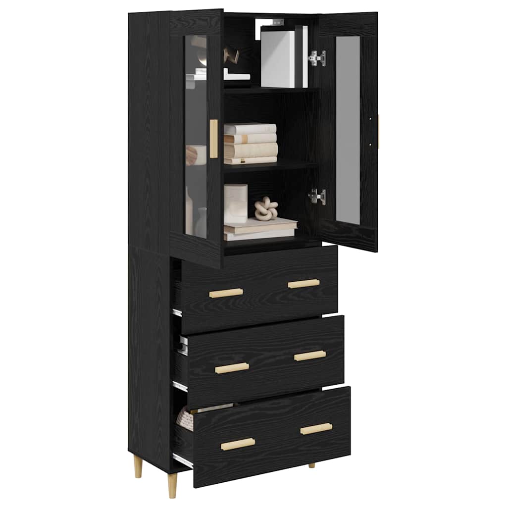 vidaXL Bahut haut noir aspect chêne 69,5 x 34 x 180 cm