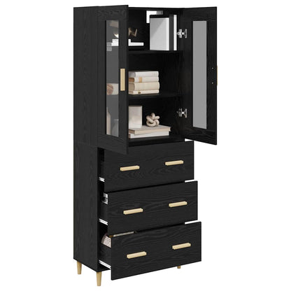 vidaXL Bahut haut noir aspect chêne 69,5 x 34 x 180 cm