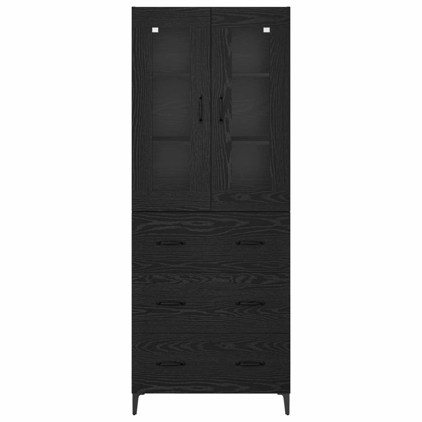 vidaXL Buffet haut noir aspect chêne 69,5 x 34 x 180 cm Bois d'ingénierie