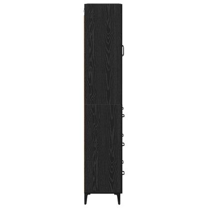 vidaXL Buffet haut noir aspect chêne 69,5 x 34 x 180 cm Bois d'ingénierie